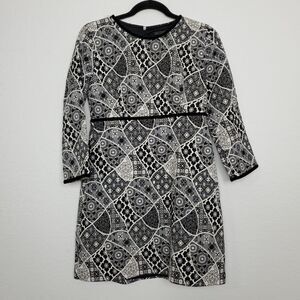 Zara Trafaluc Womens Mini Dress Size S Quilted Patchwork Floral 3/4 Sleeves